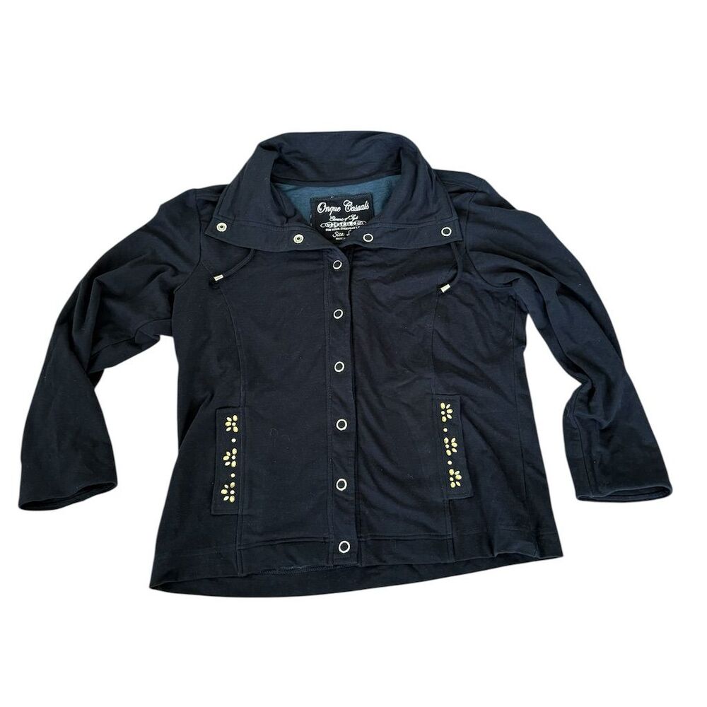 Onque Casuals Women's Blue Studded Button Front Jacket Size S